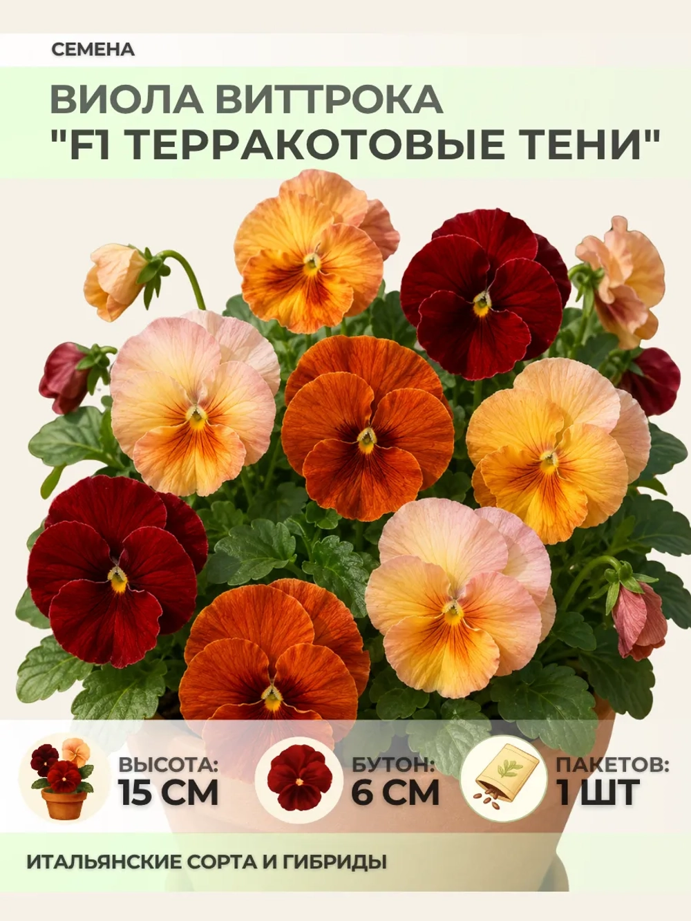 Семена Виолы Виттрока "F1 Терракотовые тени" - 1 пакет