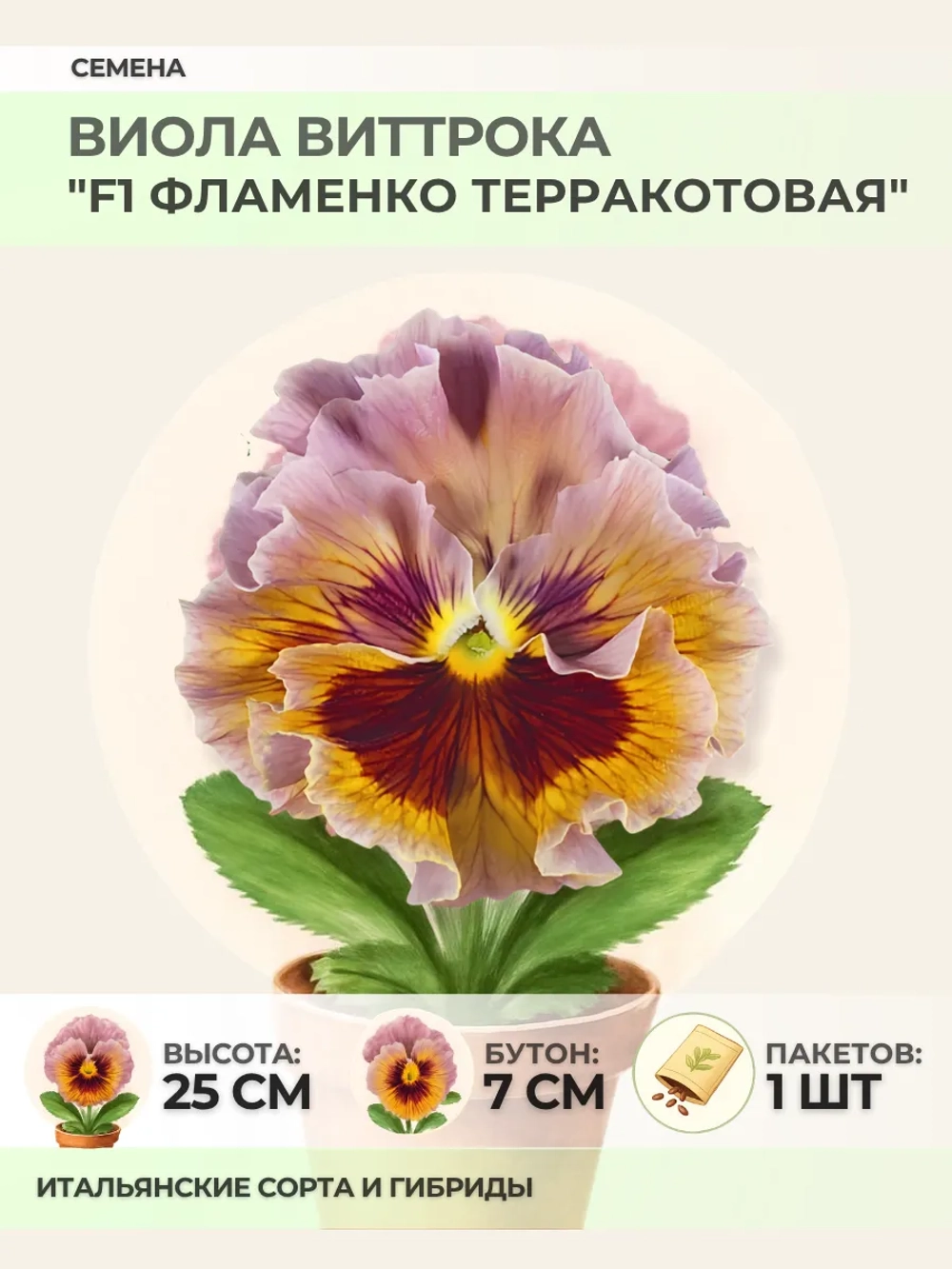 Семена Виолы Виттрока "F1 Фламенко Терракотовая" - 1 пакет
