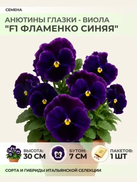 Семена Анютины глазки "F1 Фламенко Синяя" - 1 пакет